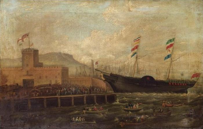 Hugh Carroll Frazer Launch of the Steamship Aurora from Belfast Harbour oil painting picture